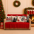 Kit Manta P + 04 Capas de De Almofada Digital Natalina Decoração Natal Sala