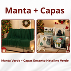 Kit Manta P + 04 Capas de De Almofada Digital Natalina Decoração Natal Sala