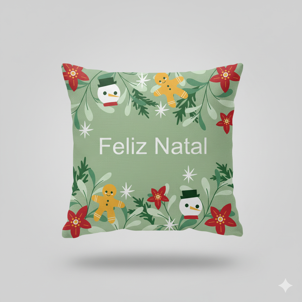 Capa de Almofada Decorativa 45x45cm Natal - Coleção Natal