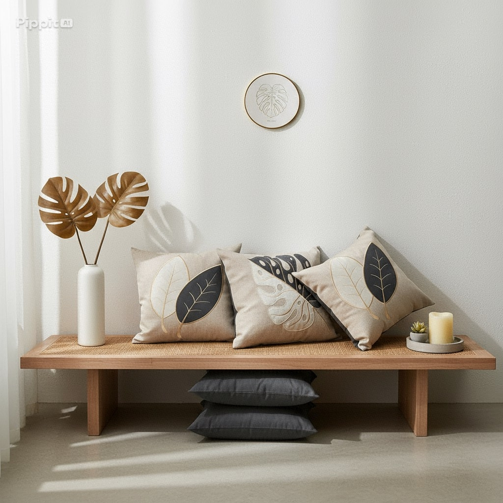 Kit de Capa de Almofada Linho Bordada Aplicada Decorativa - Escolha Sua Combinação