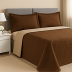 3 Peças Kit Colcha Cobre Leito Casal Dupla Face Com Viés 2 Fronhas 100% Poliéster