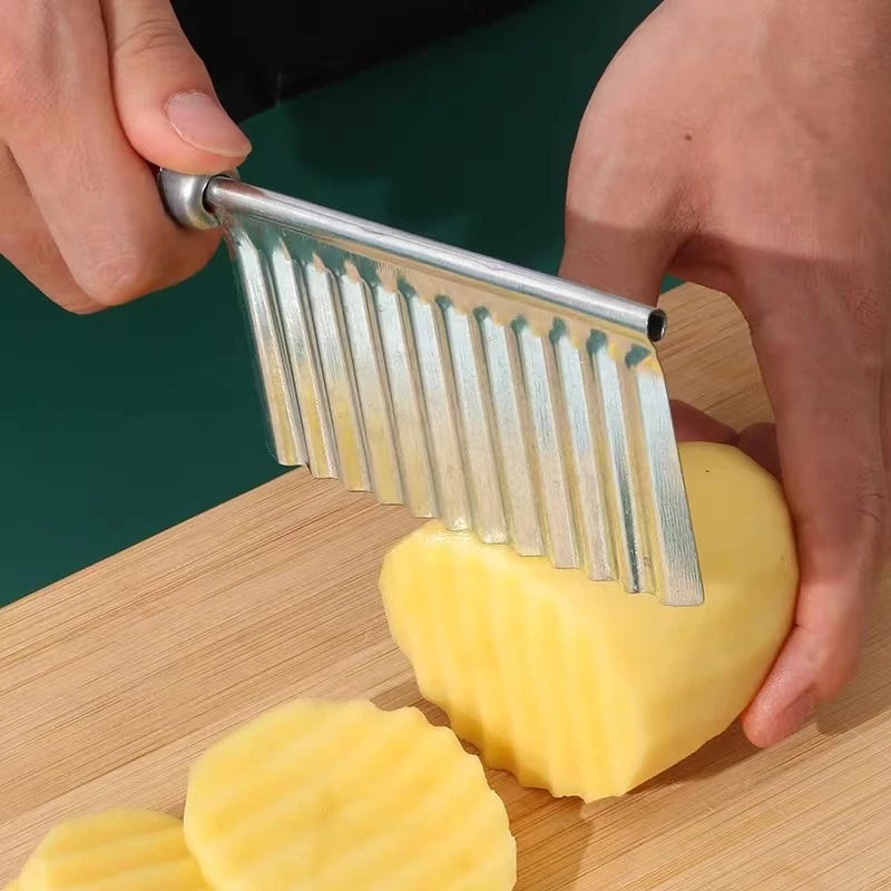 Cortador Ondulado De Batata legumes De Aço Inoxidável/Faca Corte Batata Ondulada Legumes Cozinha Aço Inox Chips CLINK
