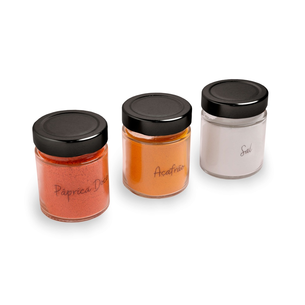 Kit 10 Porta Temperos Condimentos c/ 32 Adesivos de Temperos Potes de Vidro Organizador