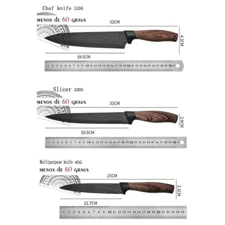 Conjunto De Facas Inox 6 Peças Antiaderente Com Cabo Reforçado Descascador E Tesoura Lucky Bazar