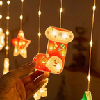 Decoração Luz Natal Cascata Led Com Pisca Pisca Cortina Estrela Lua Papai Noel Neve