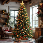 Kit Arvore de Natal Decorada 2,10m 132 Enfeites Grande Cheia 2 metros Enfeitada