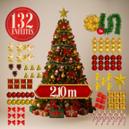 Kit Arvore de Natal Decorada 2,10m 132 Enfeites Grande Cheia 2 metros Enfeitada