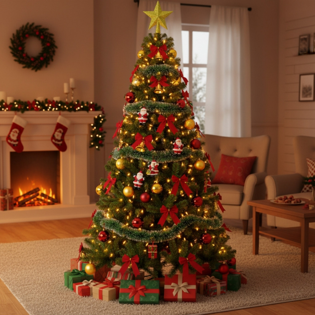 Kit Arvore de Natal Decorada 2,10m 132 Enfeites Grande Cheia 2 metros Enfeitada