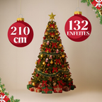 Kit Arvore de Natal Decorada 2,10m 132 Enfeites Grande Cheia 2 metros Enfeitada