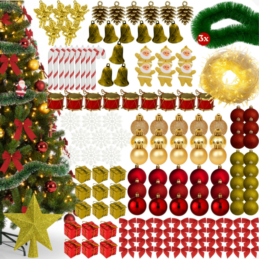 Kit Arvore de Natal Decorada 2,10m 132 Enfeites Grande Cheia 2 metros Enfeitada