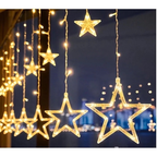 Decoração Luz Natal Cascata Led Com Pisca Pisca Cortina Estrela Lua Papai Noel Neve