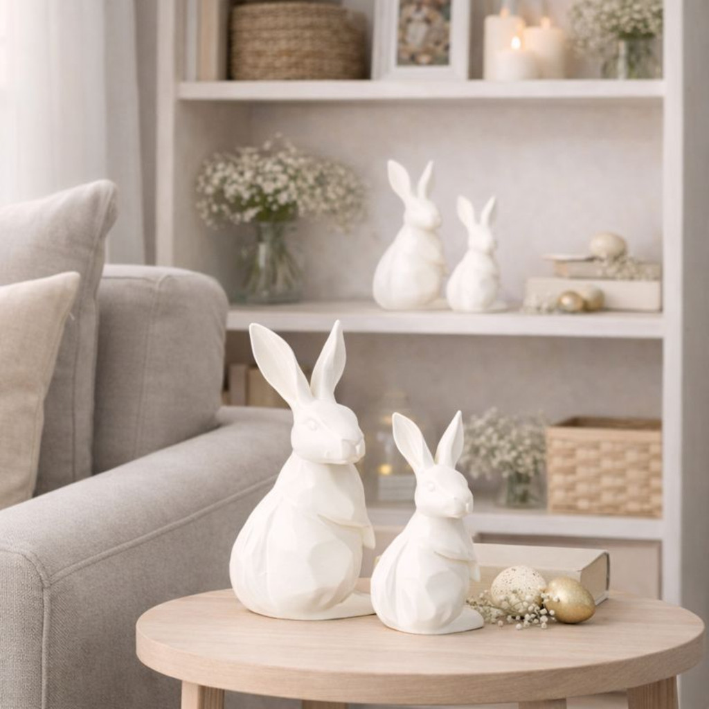 2 Coelhos Pascoa Decoração Moderna 