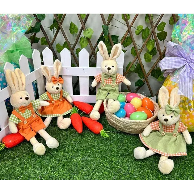 Kit de 4 Coelhos decorativos de Páscoa 