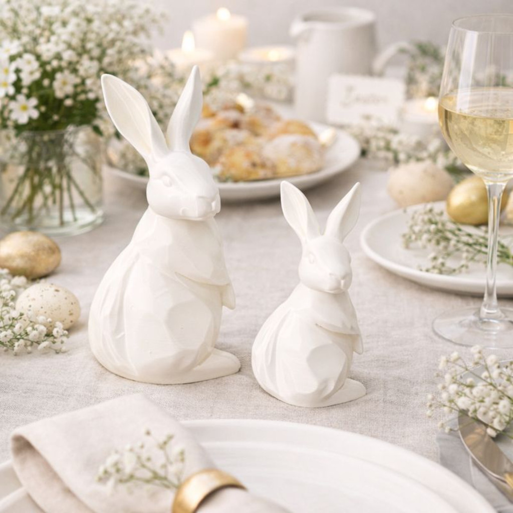 2 Coelhos Pascoa Decoração Moderna 
