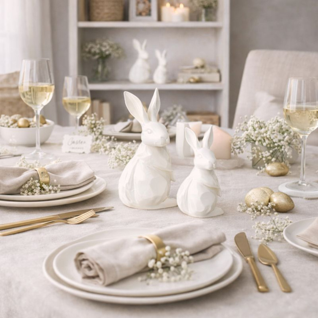 2 Coelhos Pascoa Decoração Moderna 