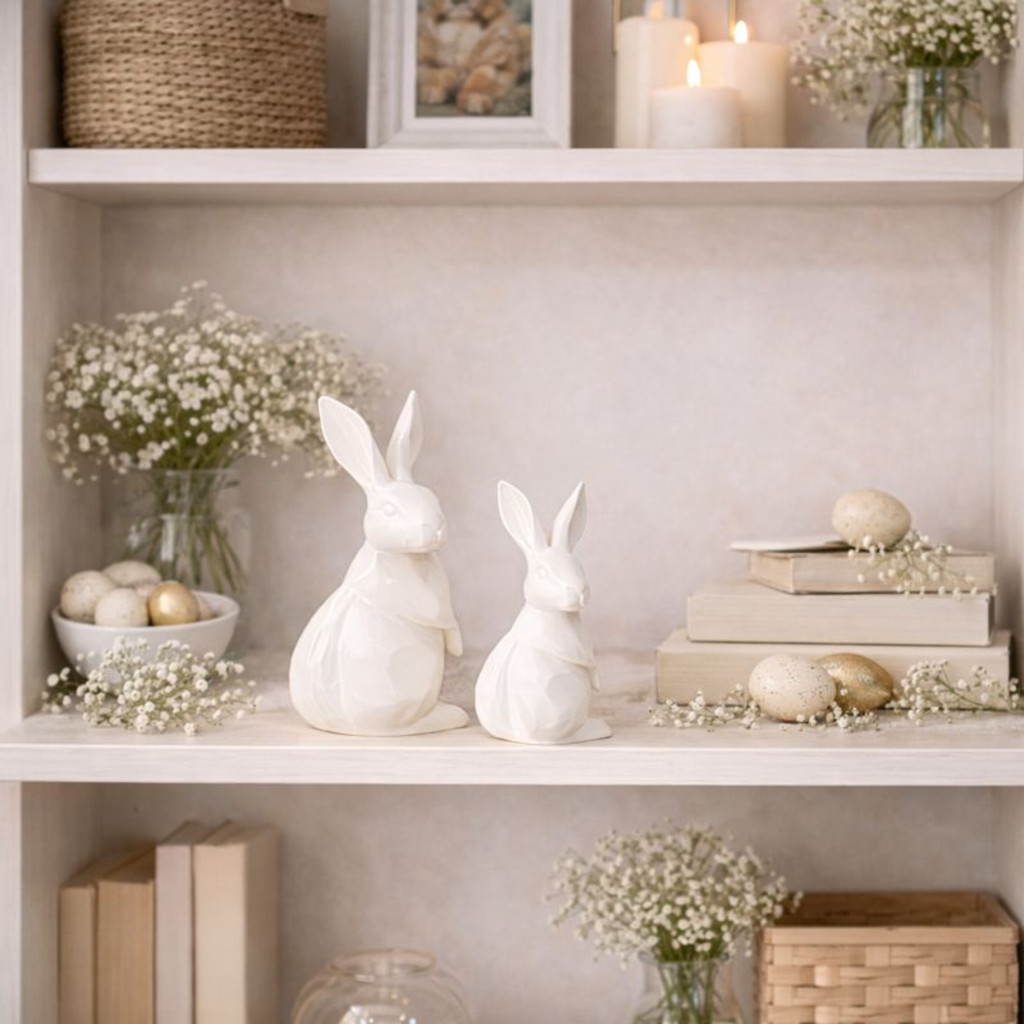 2 Coelhos Pascoa Decoração Moderna 