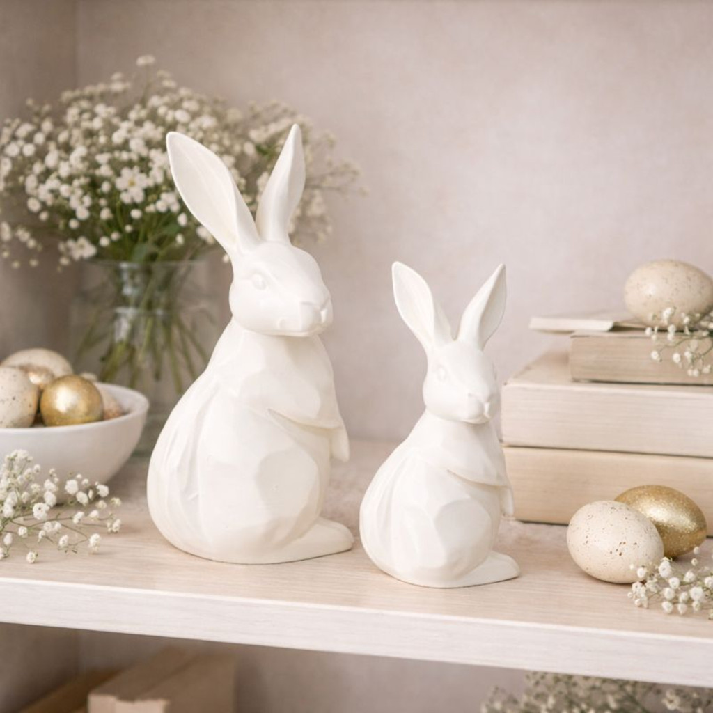 2 Coelhos Pascoa Decoração Moderna 